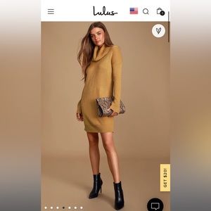 Lulus - Tea Reader Camel Sweater Dress